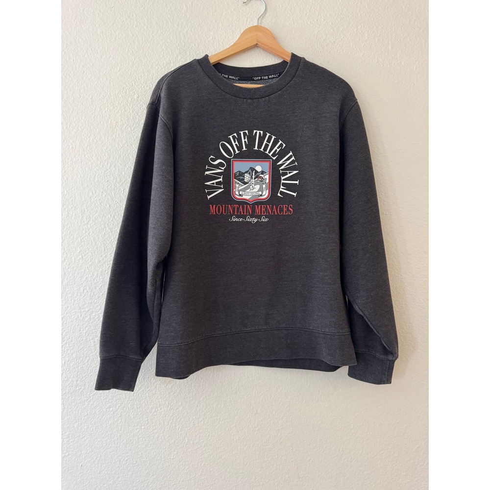 Vans Sweatshirt Mountain Menaces Graphic Crewneck Small Charcoal Gray Excellent